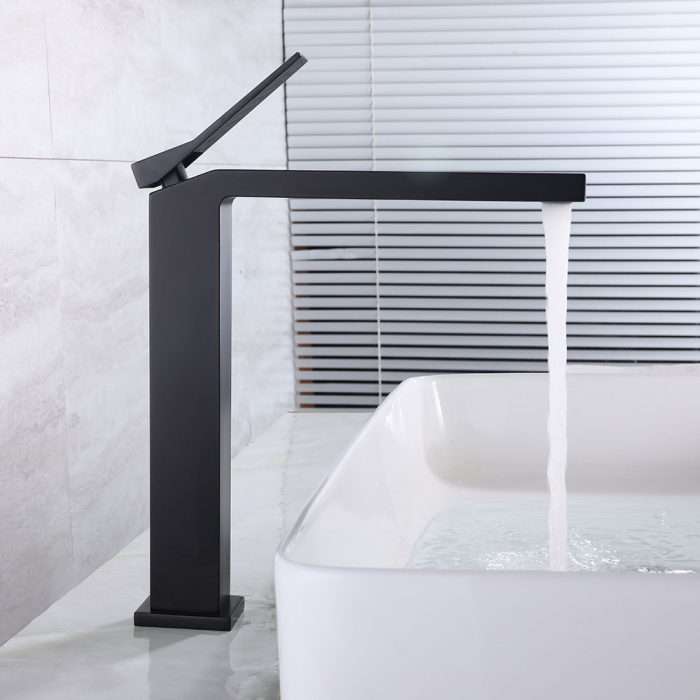 Single handle square vessel basin tap