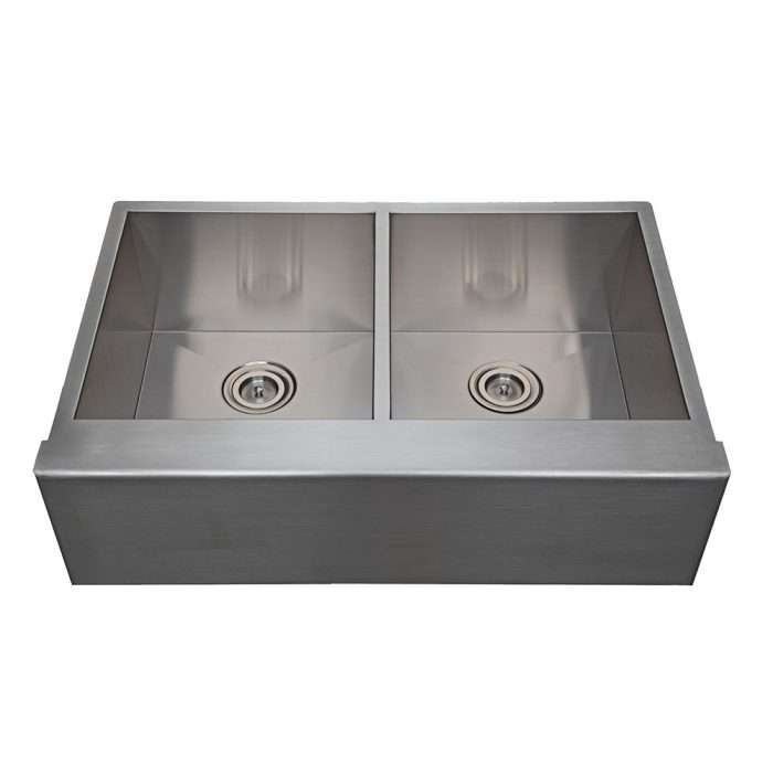 Stainless steel 33 inch apron front framhouse double bowl kitchen sink