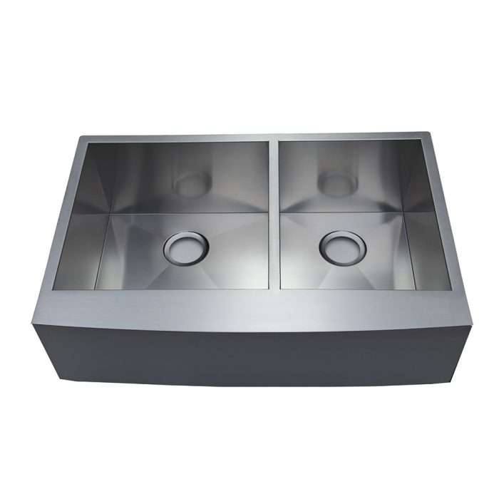 Stainless steel 33" * 22" apron front 6/4 double bowl kitchen sink