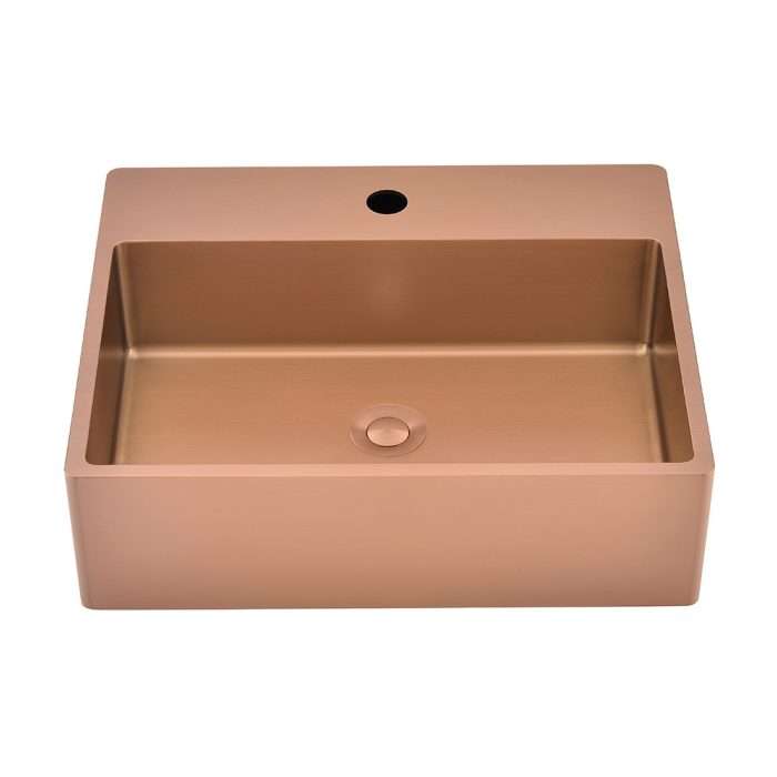 Stainless steel 19 inch square countertop bathroom sink with faucet hole