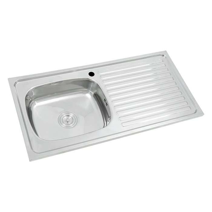 Stainless steel 39 inch topmount single bowl kitchen sink with drain board